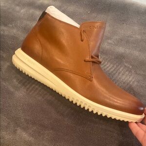 Cole Haan Brown and Cream Chukka Boots with Cushioned Sole